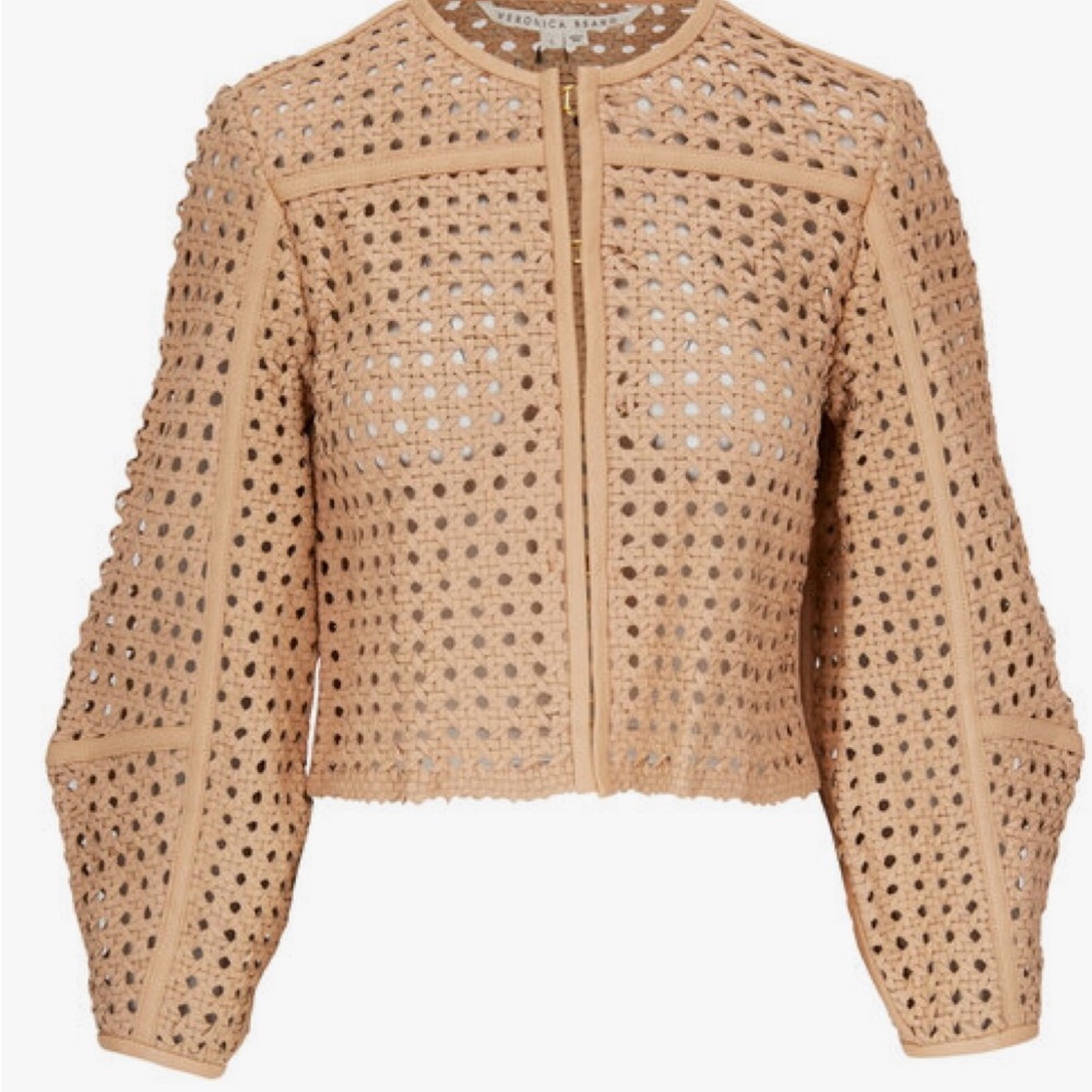 Veronica Beard Fio Basket Woven Leather Jacket